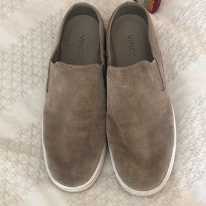Vince tan suede slides, size 6.5